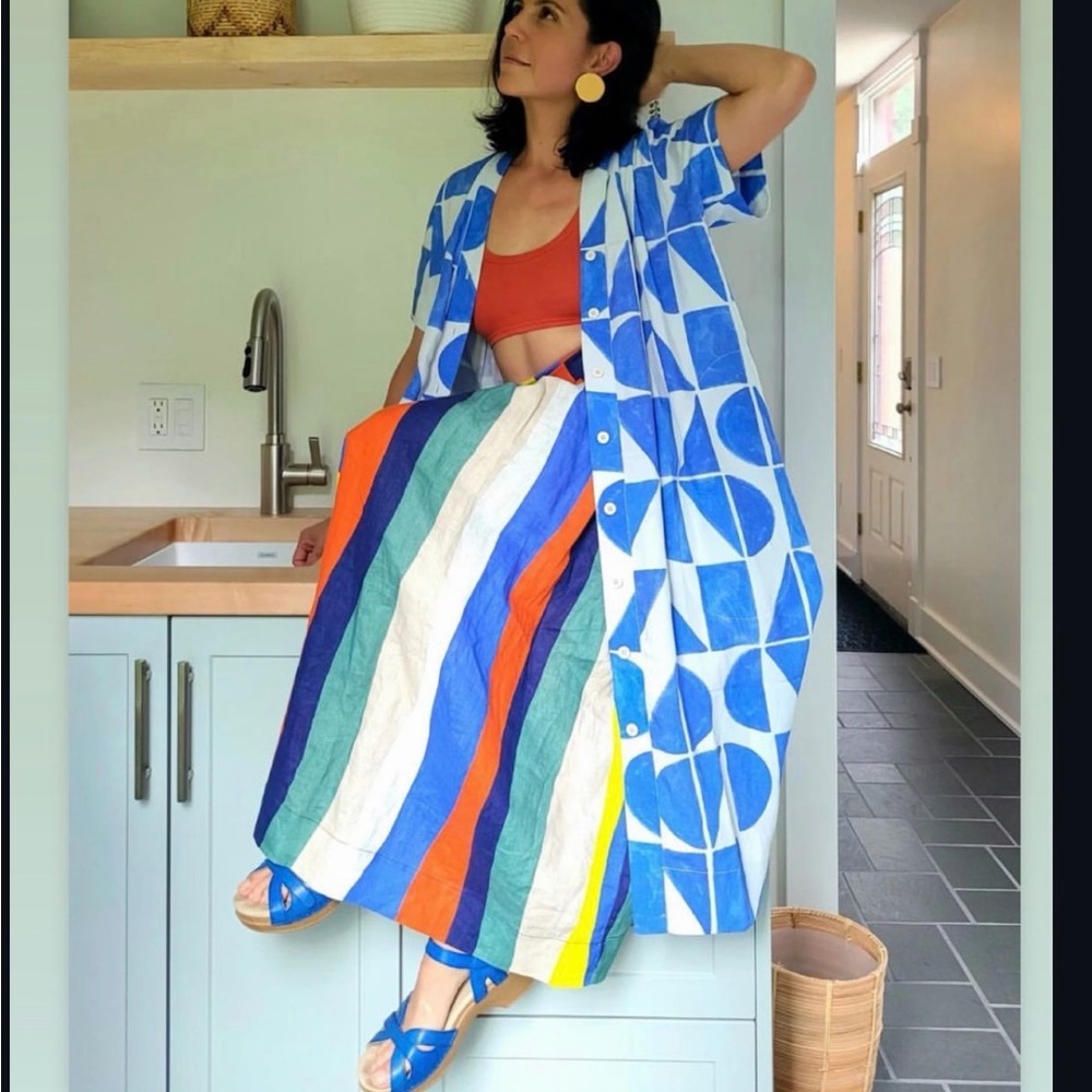 Blue Geometric Duster - Picture 2 of 11